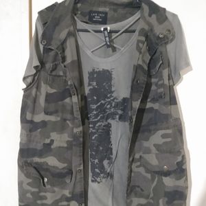 Camo Jacket with Cross Shirt